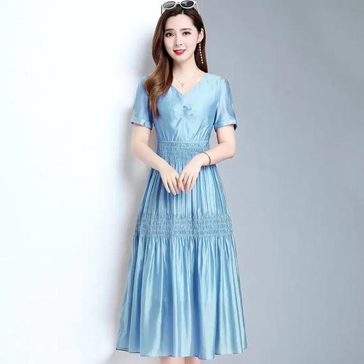 YWE-TYH206046气质减龄天丝短袖连衣裙 商品图1