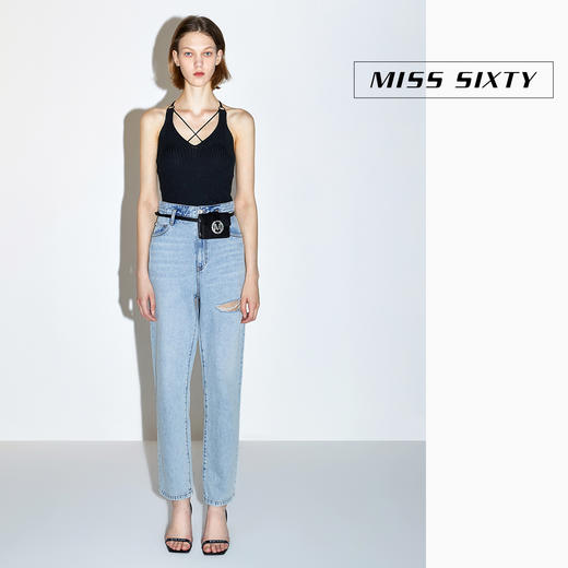 Miss Sixty2020夏季新款V领露背修身无袖针织背心602RJ1080000 商品图2