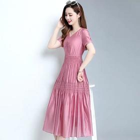 YWE-TYH206046气质减龄天丝短袖连衣裙