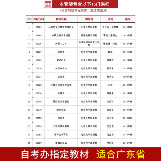 备考2022 自考教材全套 江苏法律专业本科 A2030106 公共课+必考 15本 朗朗图书专营店 商品图1