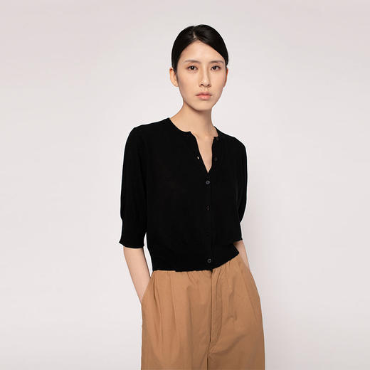 2020经典款女士真丝羊绒混纺短款开衫 商品图0