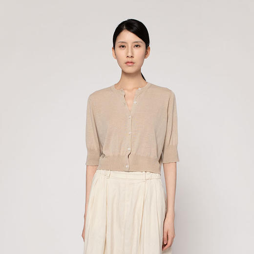 2020经典款女士真丝羊绒混纺短款开衫 商品图1