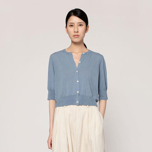 2020经典款女士真丝羊绒混纺短款开衫 商品图3