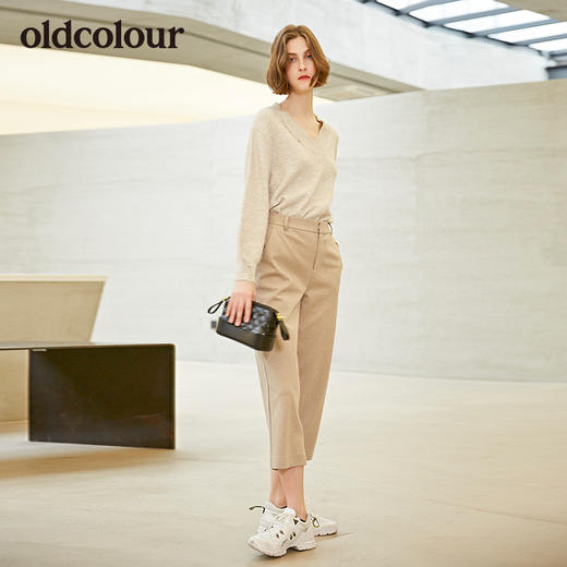 oldcolour新款时尚一体腰带直筒长裤女 商品图2