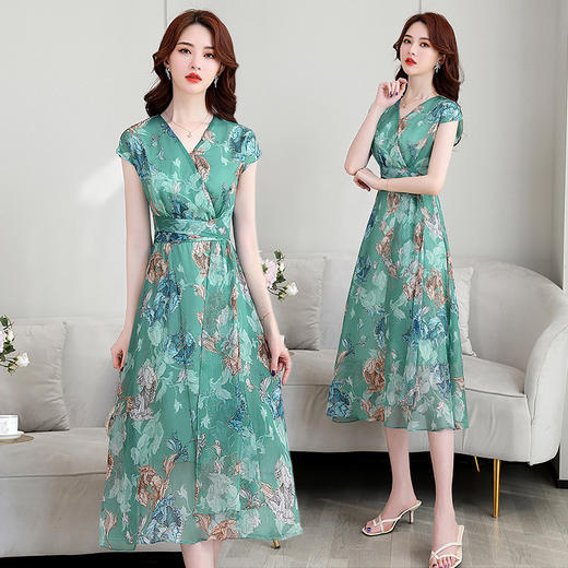 WZNH-YBX2028夏季减龄显瘦收腰短袖潮流连衣裙 商品图2