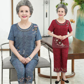 YC-910夏季奶奶装 装短袖T恤两件套装