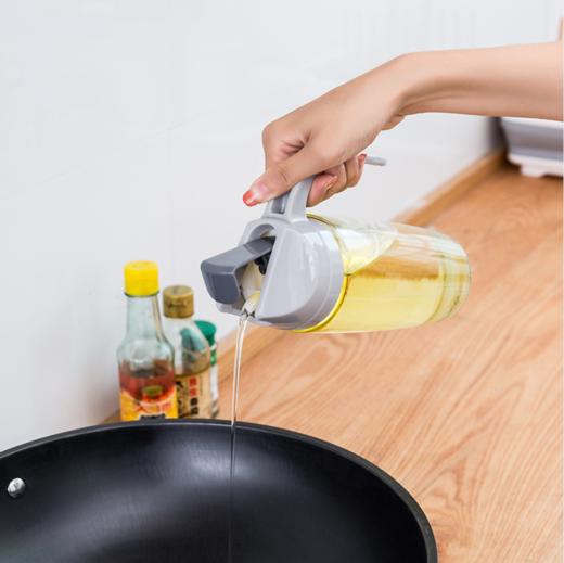 【油壶】密封玻璃油瓶厨房家用加厚防漏油壶自动翻盖带把手调料瓶 商品图1