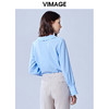 VIMAGE纬漫纪夏款轻薄舒适法式翻领喇叭袖雪纺衬衫女上衣V1309927 商品缩略图2