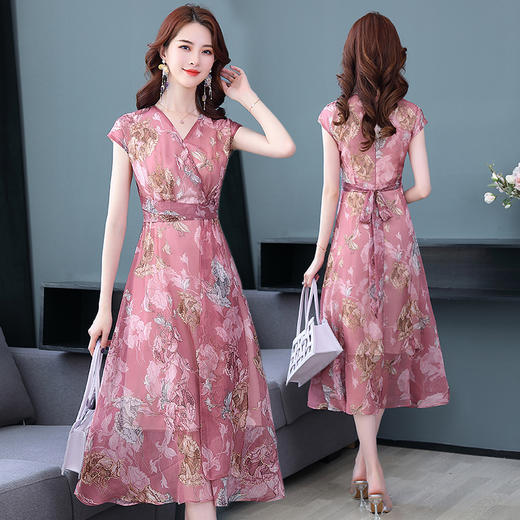 WZNH-YBX2028夏季减龄显瘦收腰短袖潮流连衣裙 商品图0