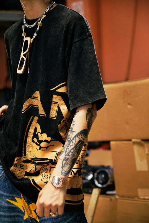 夏季潮流印花短袖AMCC&ME联名嘻哈风T恤 商品图1