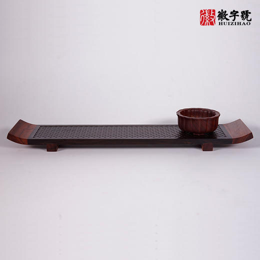 小编织纹°翘脚杯托 酸枝+紫光檀 商品图3