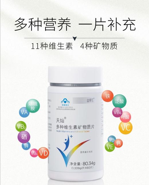 益复生天灿多种维生素矿物质片60粒 商品图1