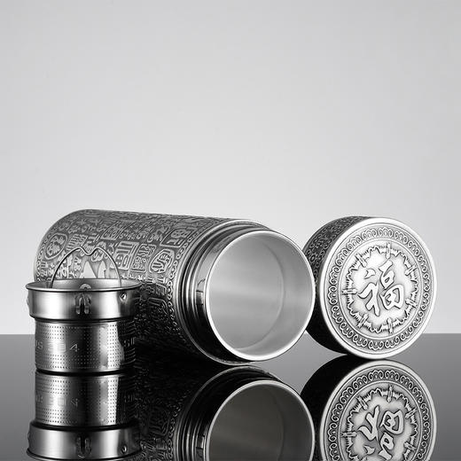 子佩集【百福齐临】S999银手工百福浮雕杯摆件【YH6400027-1】纯银内胆泡茶杯206 商品图4