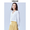 VIMAGE纬漫纪夏款轻薄舒适法式翻领喇叭袖雪纺衬衫女上衣V1309927 商品缩略图7