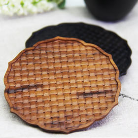 花瓣形编织纹杯垫°酸枝&紫光檀