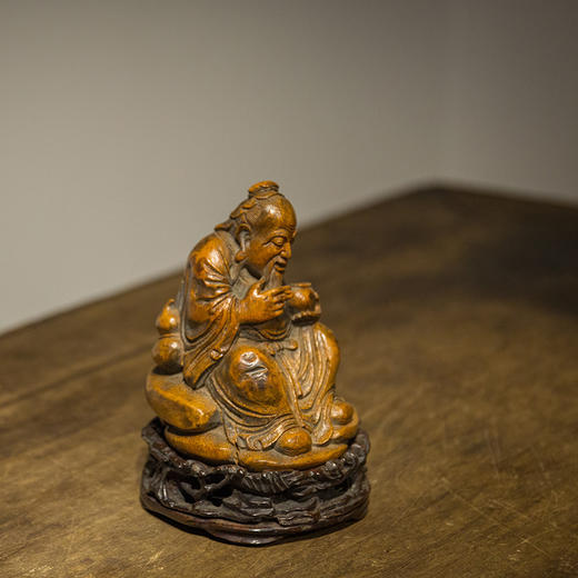 清代  竹雕下棋老者像（原红木座） 商品图4