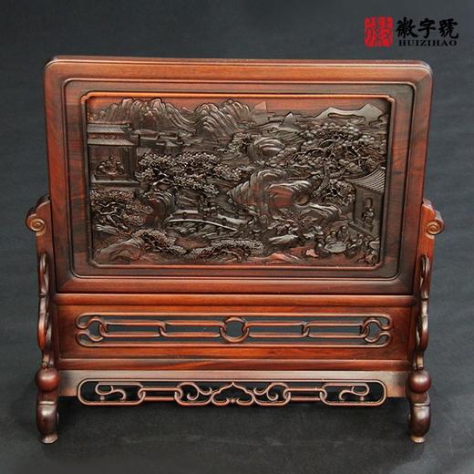 徽字号红木雕刻屏风酸枝木插屏简座小屏风工艺品摆件 商品图2