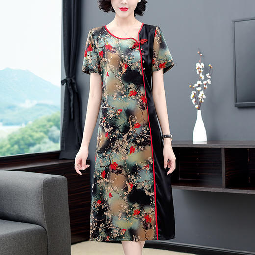 ahm yjr8319大码妈妈装阔太贵妇人气质修身连衣裙