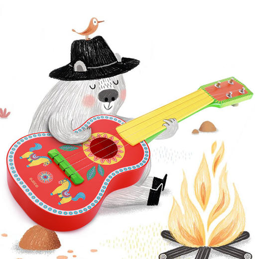 djeco曼波音乐系列尤克里里，猫铁琴，变色龙小鼓，摇铃，口哨，口琴，沙铃，拨浪鼓 商品图2