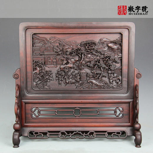 徽字号红木雕刻屏风酸枝木插屏简座小屏风工艺品摆件 商品图1