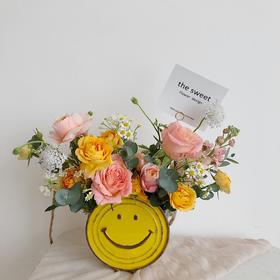 花艺 笑脸铁质可爱多·花盒
