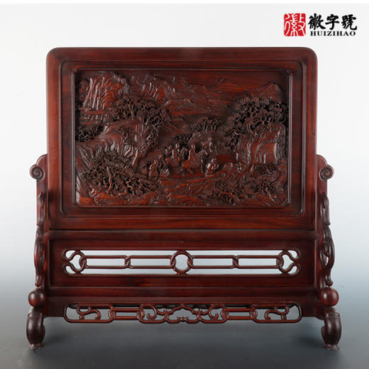 徽字号红木雕刻屏风酸枝木插屏简座小屏风工艺品摆件 商品图3