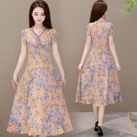 MQ-1099-2030夏新款收腰显瘦碎花雪纺连衣裙YY 商品图2