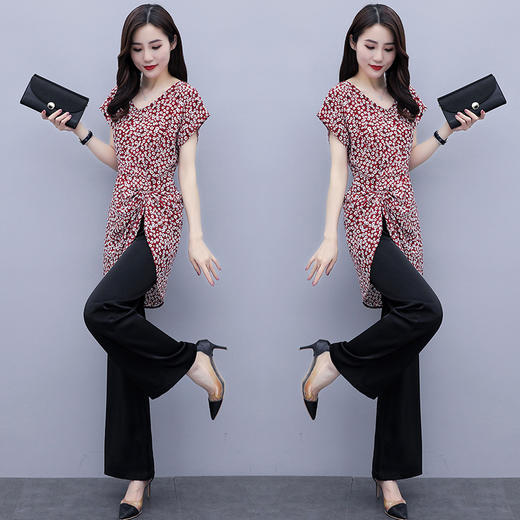 WZNH-SYG2012夏季纯色圆领优雅短袖潮流两件套 商品图3