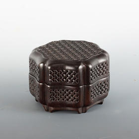 编织纹° 单层镂空紫光檀香盒