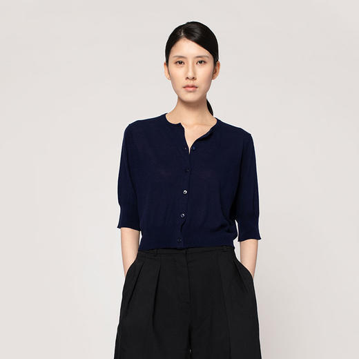 2020经典款女士真丝羊绒混纺短款开衫 商品图2