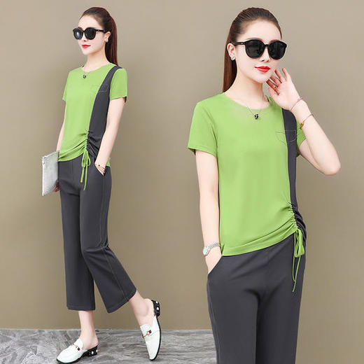 SP-DLC8-9008新款休闲时尚洋气阔腿裤两件套 商品图1