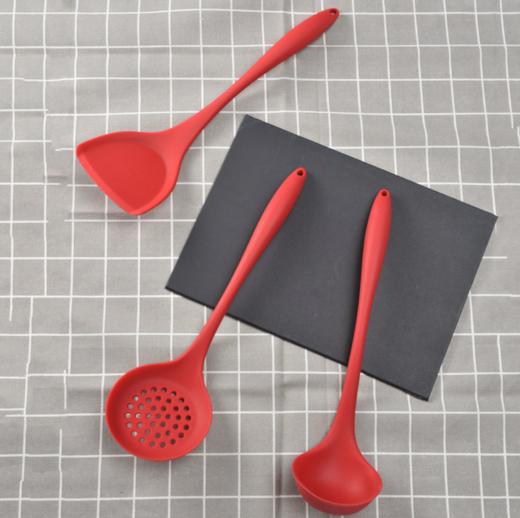 【厨房配件】亚马逊硅胶厨具三件套 耐高温一体式全包漏勺 厨房用具锅铲汤勺 商品图0