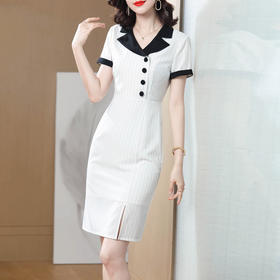 NJS-YGH2020334H夏新款西装领连衣裙OL办公室气质职业一步裙