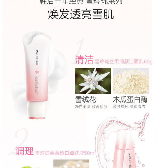 韩后雪玲珑滋养补水七件套（洗面奶+爽肤水+精华乳+乳液+面霜）淡JPY带授权招加盟代理 商品图3