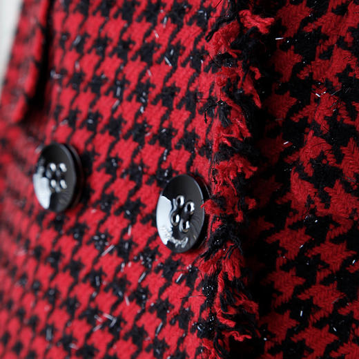 ND92A斯尔丽2019年冬季新品下摆织带领子毛收腰修身女士中长款大衣 商品图3