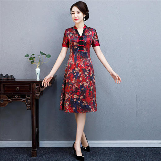 SYK-百花夏新款复古气质修身显瘦改良旗袍裙 商品图1