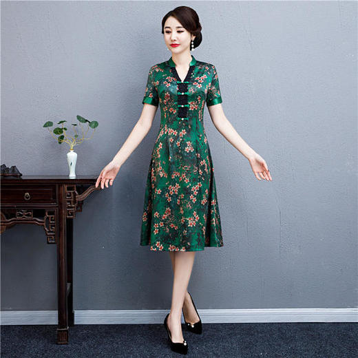 SYK-百花夏新款复古气质修身显瘦改良旗袍裙 商品图3