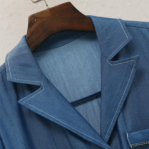 WLZD-2011112法式优雅Chic小雏菊显瘦复古牛仔裙收腰遮肉连衣裙 商品图3