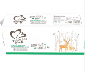 在一起丝滑柔韧喷浆滑顺卫生纸1000克*2提