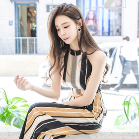 ZED-88613GT法式2020夏季新款名媛雪纺高腰显瘦连体裤