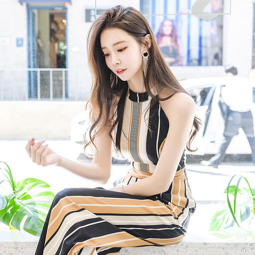 ZED-88613GT法式2020夏季新款名媛雪纺高腰显瘦连体裤 商品图0