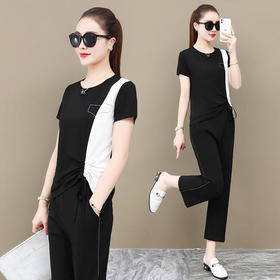 SP-DLC8-9008新款休闲时尚洋气阔腿裤两件套