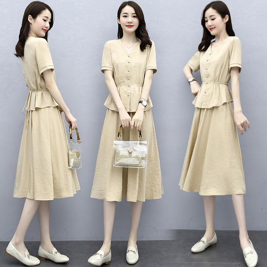 WZNH-XBL6501夏新款棉麻舒适休闲套装裙 商品图2