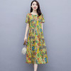 WZNH-NYMYZ502夏季时尚气质优雅印花圆领大码连衣裙 商品缩略图3