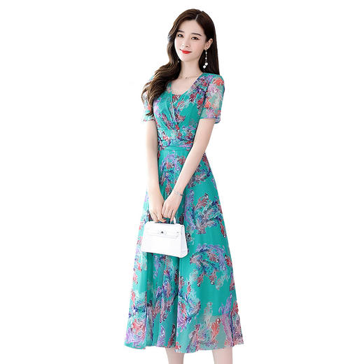 WZNH-MLJL2052新款夏天中长款修身显瘦收腰女神范连衣裙 商品图4