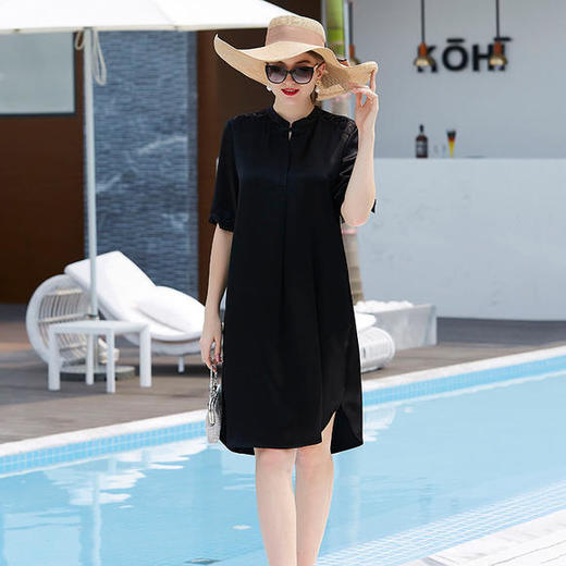 NSbD-FH0502新款宽松素缎真丝连衣裙 商品图2