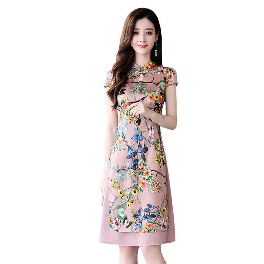 WZNH-MLJL9989夏季时尚潮流舒适中腰短袖优雅气质连衣裙 商品图4