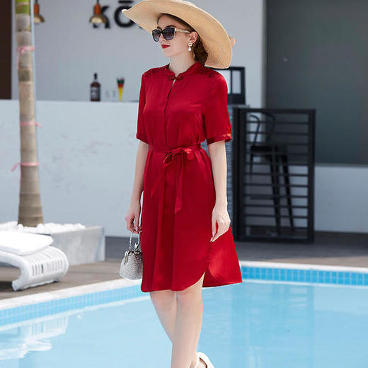 NSbD-FH0502新款宽松素缎真丝连衣裙 商品图1