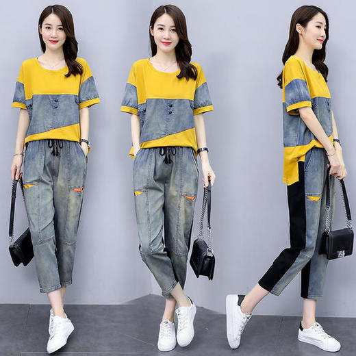 KY-BBL315时尚洋气显瘦牛仔两件套套装 商品图0