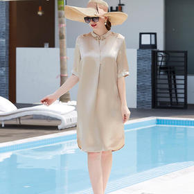 NSbD-FH0502新款宽松素缎真丝连衣裙